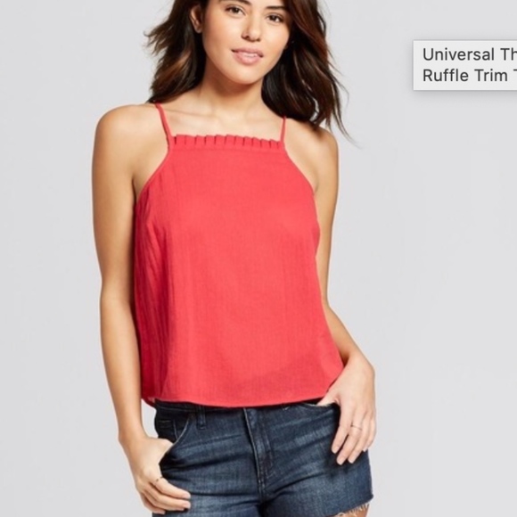 NWT Ruffle Trim Tank Top s.XL Set of Two Print Red - Picture 2 of 7